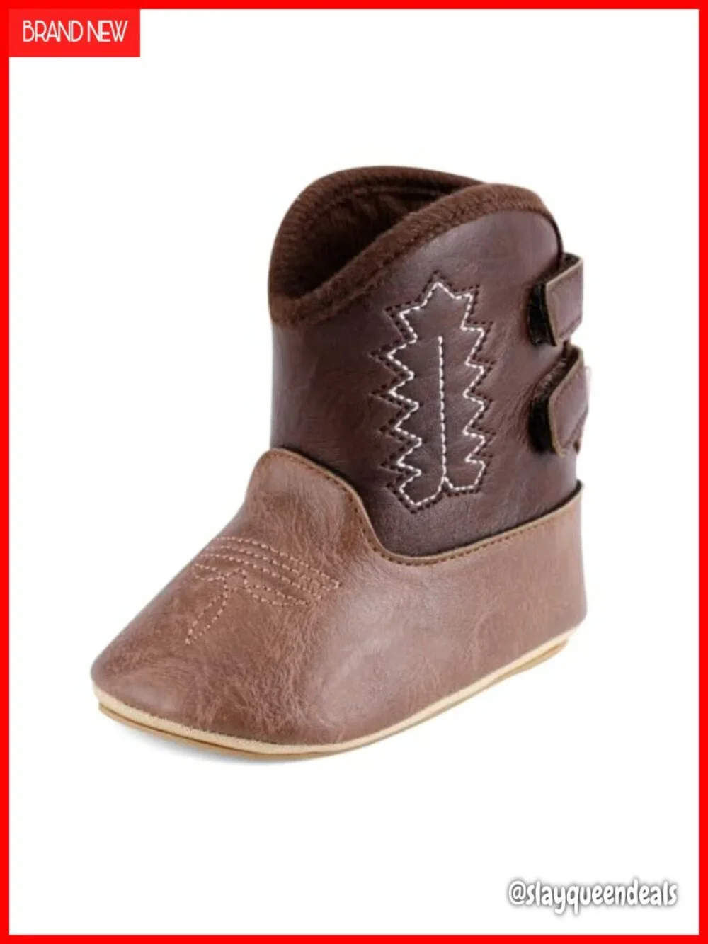 Leather Western Cowboy Bootie Crib Shoes for Baby Infant Toddler